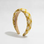 Quilted Padded Headband - Yellow Grid