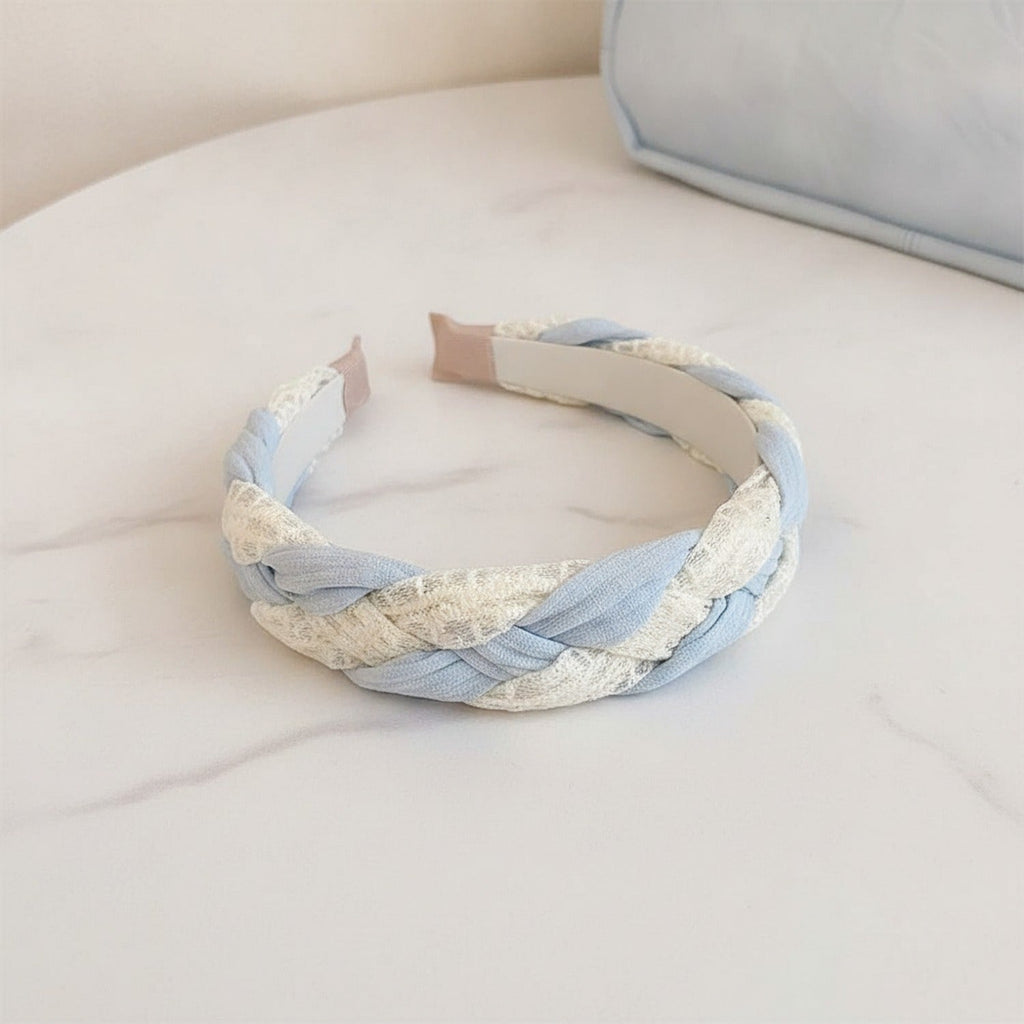 Twisted Lace Padded Headband - Blue