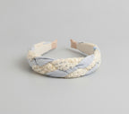 Twisted Lace Padded Headband - Blue – hair accessories (view 1)