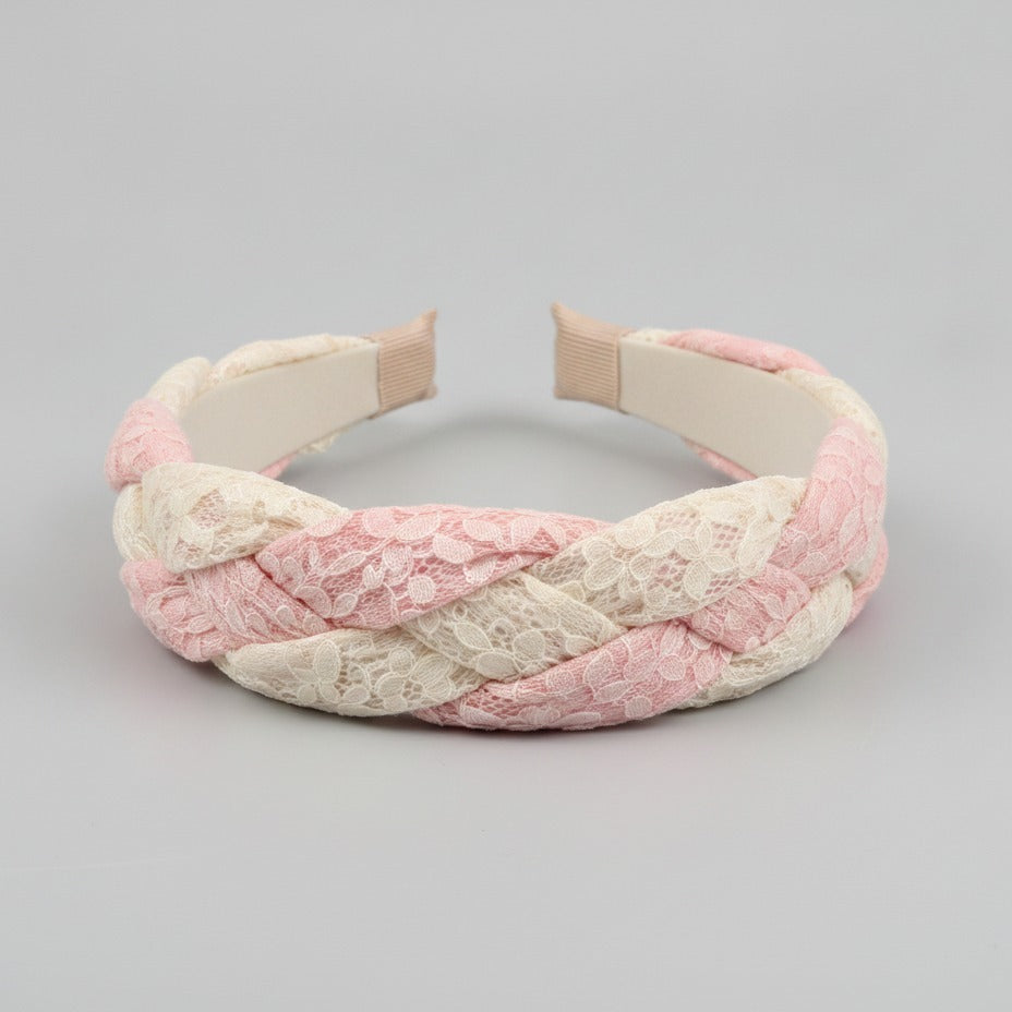 Twisted Lace Padded Headband - Pink – hair accessories (view 1)