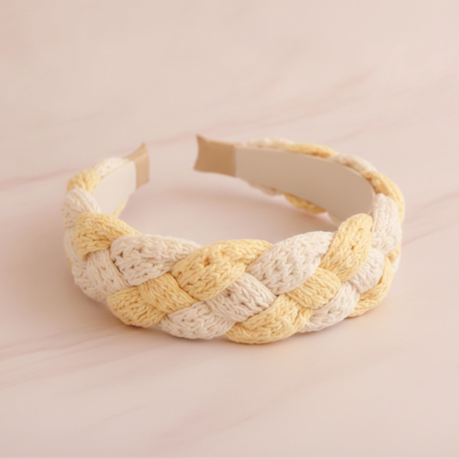 Twisted Lace Padded Headband - Yellow