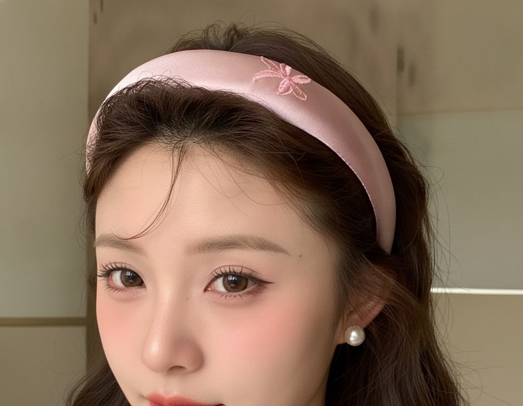 Pearl Lace Padded Headband - Pink – hair accessories (view 4)