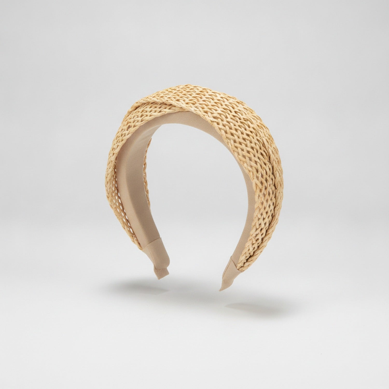 Knit Padded Headband - Beige Woven – hair accessories (view 1)