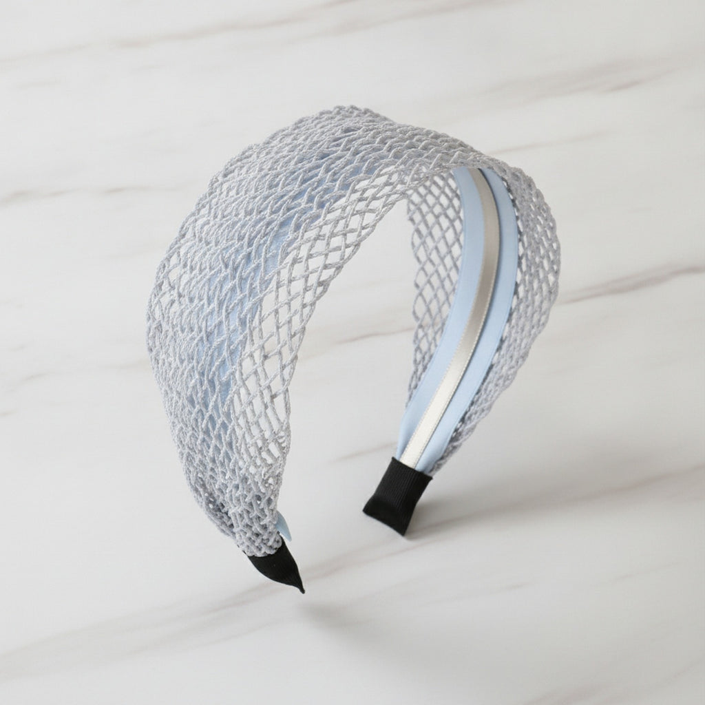 Knit Padded Headband - Gray Woven Rattan