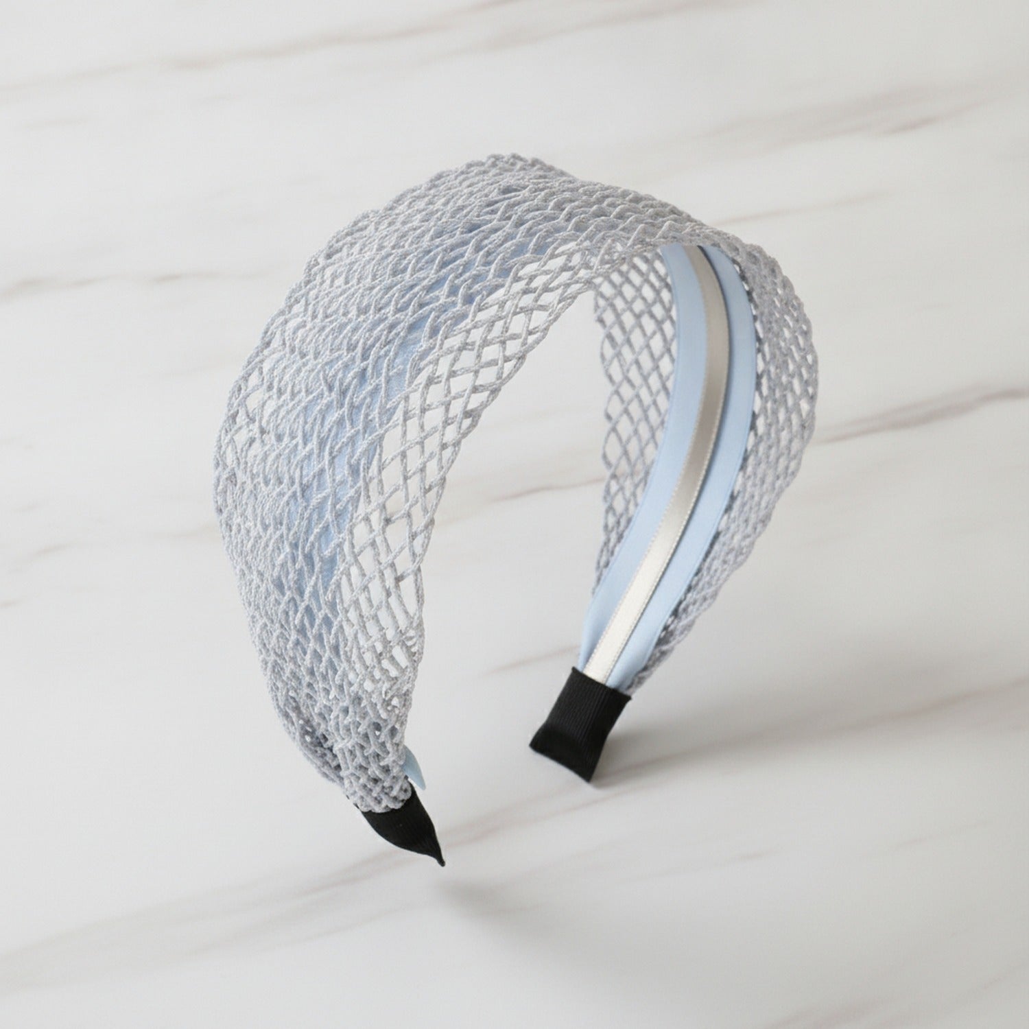 Knit Padded Headband - Gray Woven Rattan