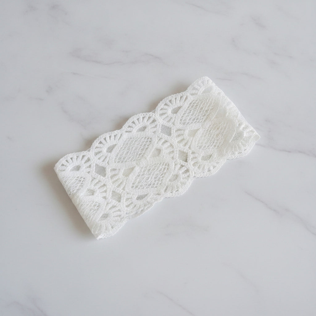 Delicate Lace Floral Crown Headband White – hair accessories (view 2)