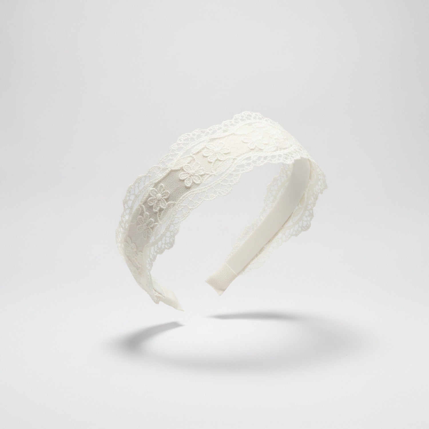 Delicate Lace Floral Crown Headband White
