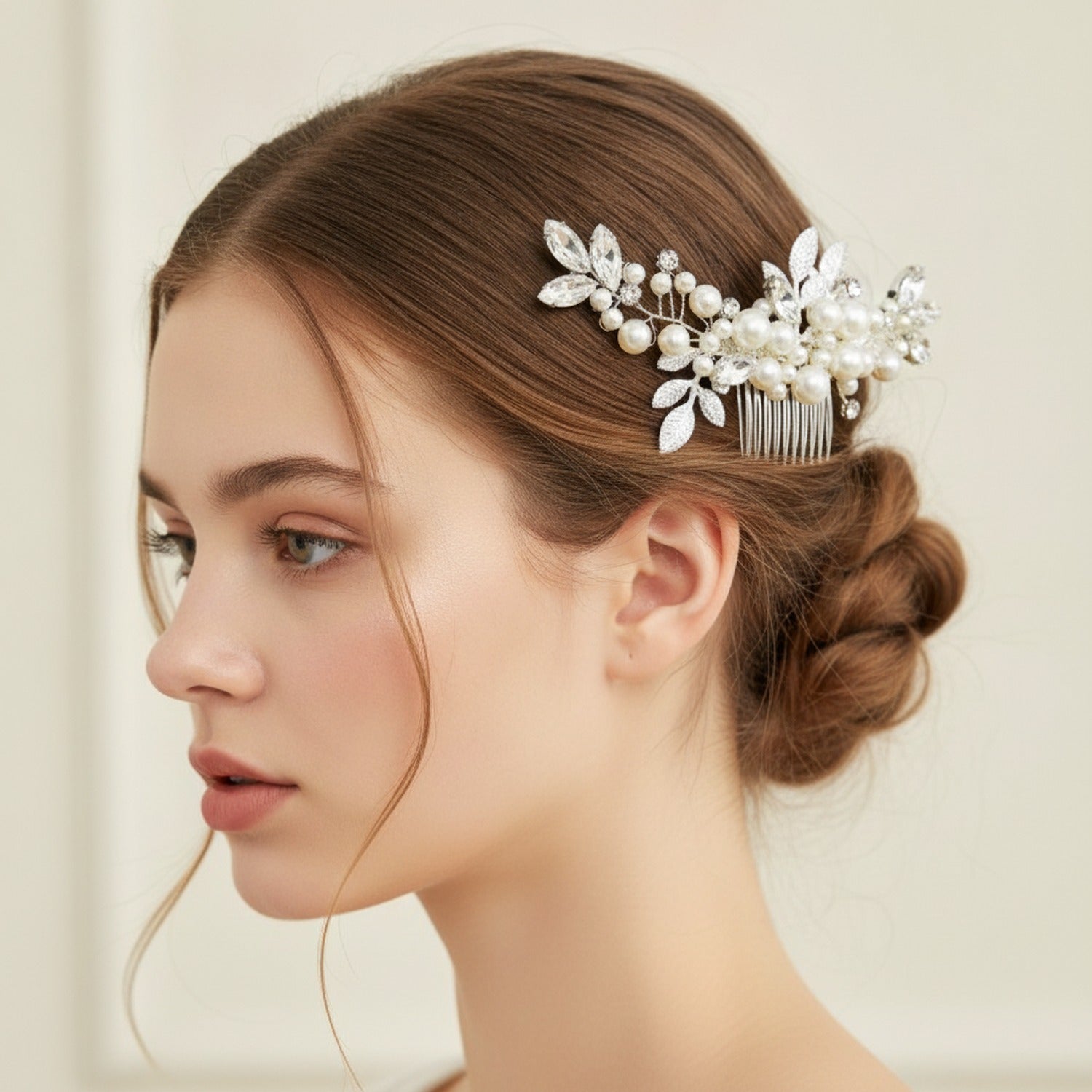 Pearl & Leaf Silver Hair Comb