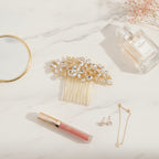 Crystallized Flower Hair Comb - Gold – hair accessories (view 3)