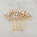 Crystallized Flower Hair Comb - Gold
