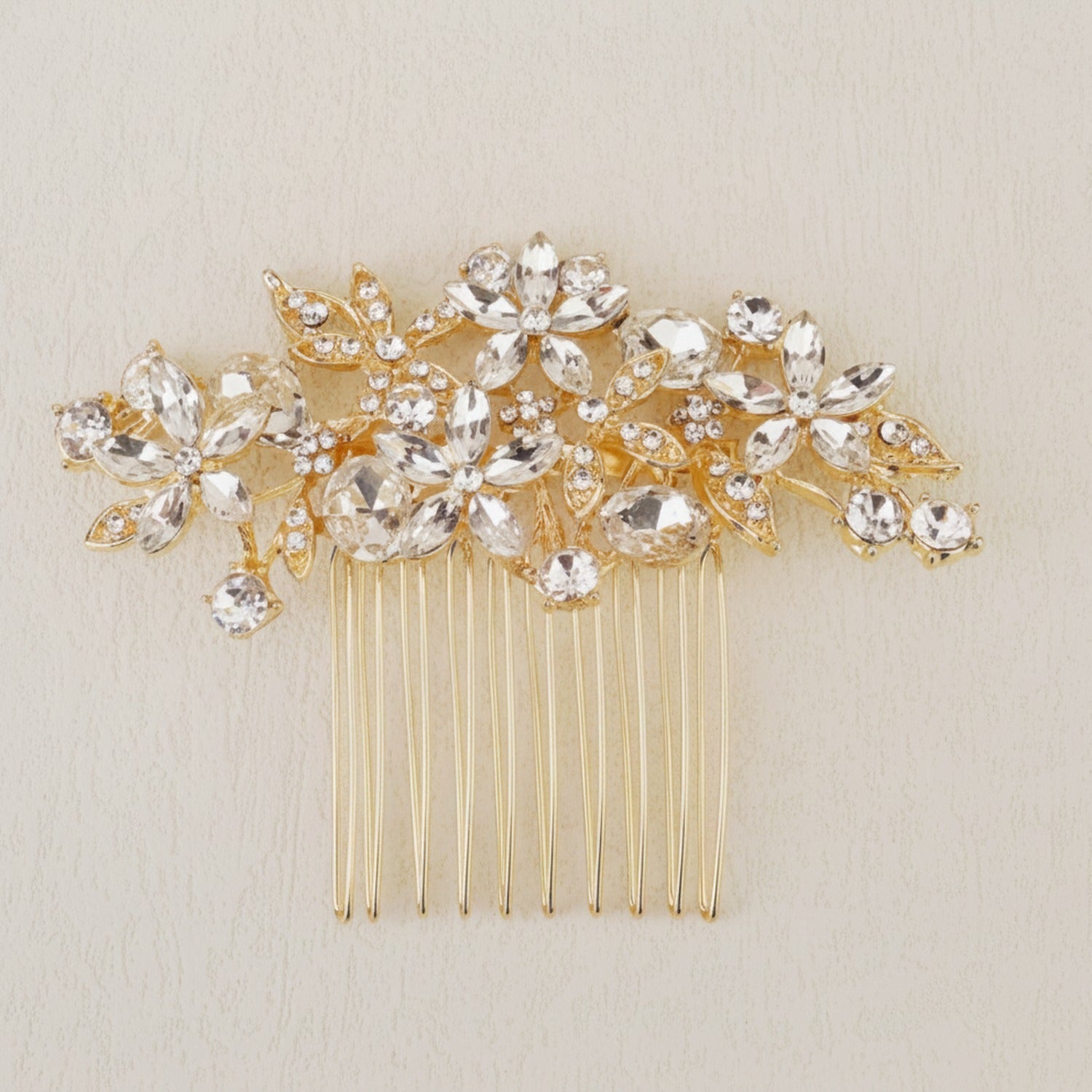 Crystallized Flower Hair Comb - Gold