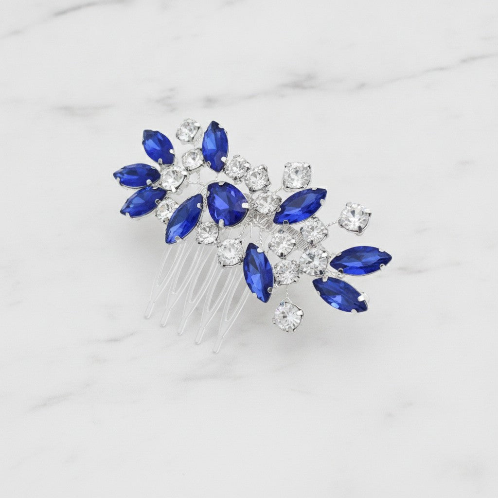 Crystallized Statement Hair Comb - Blue – hair accessories (view 2)