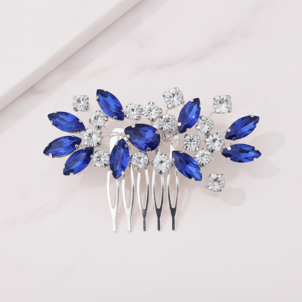 Crystallized Statement Hair Comb - Blue