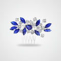 Crystallized Statement Hair Comb - Blue