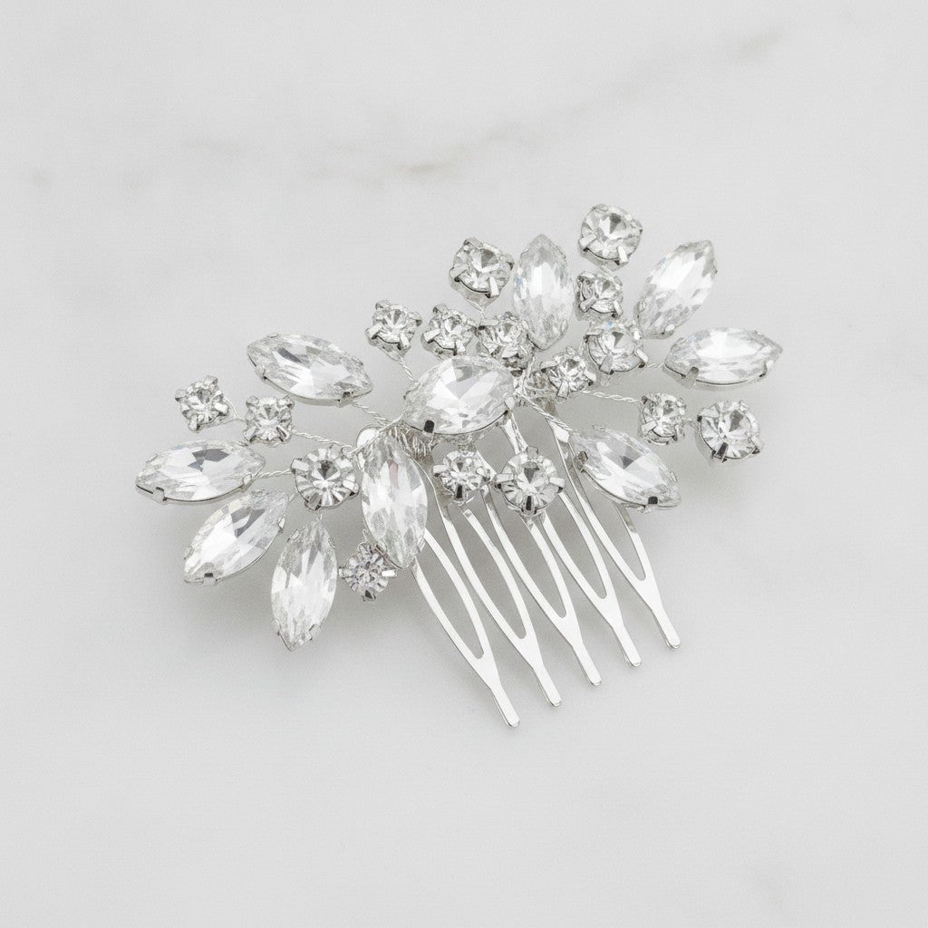 Crystallized Statement Hair Comb - Silver – hair accessories (view 2)