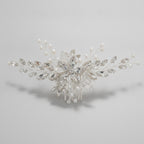 Crystal Floral Hair Comb - Silver White Diamond