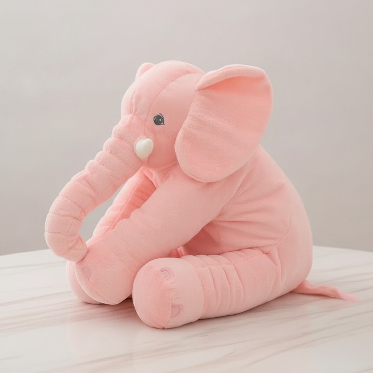 Adorable Pink Sitting Elephant Plush