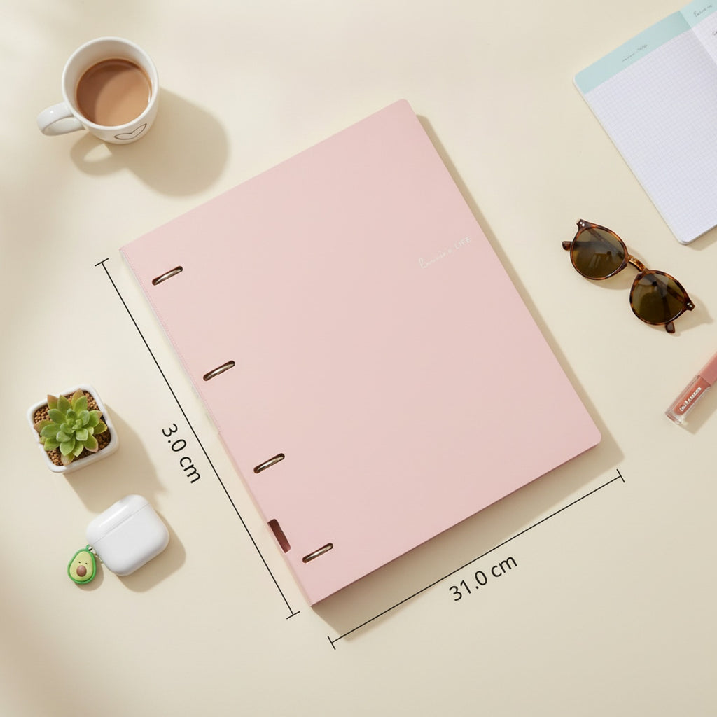 Leather 2-Ring Binder with Rose Clasps - Pink – stationery (view 2)