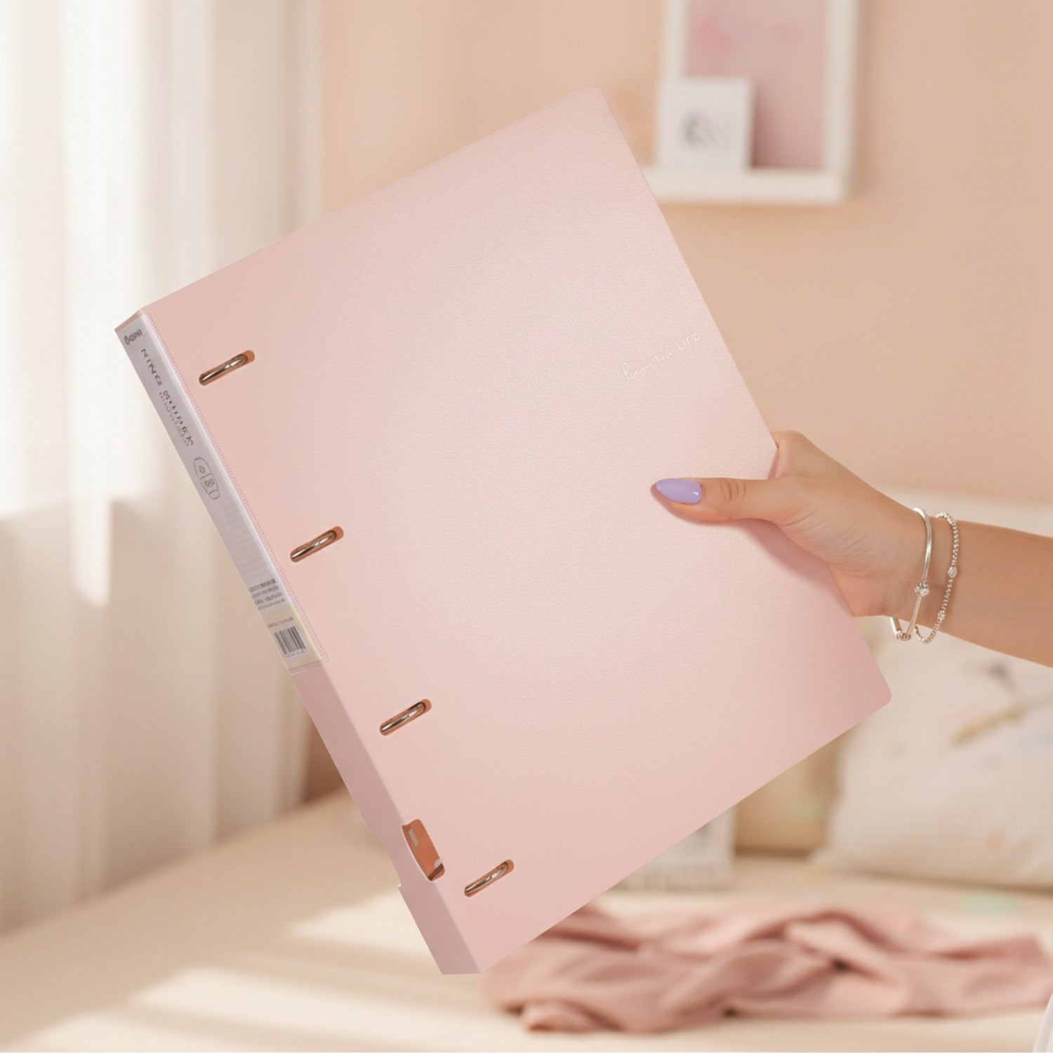 Leather 2-Ring Binder with Rose Clasps - Pink – stationery (view 3)