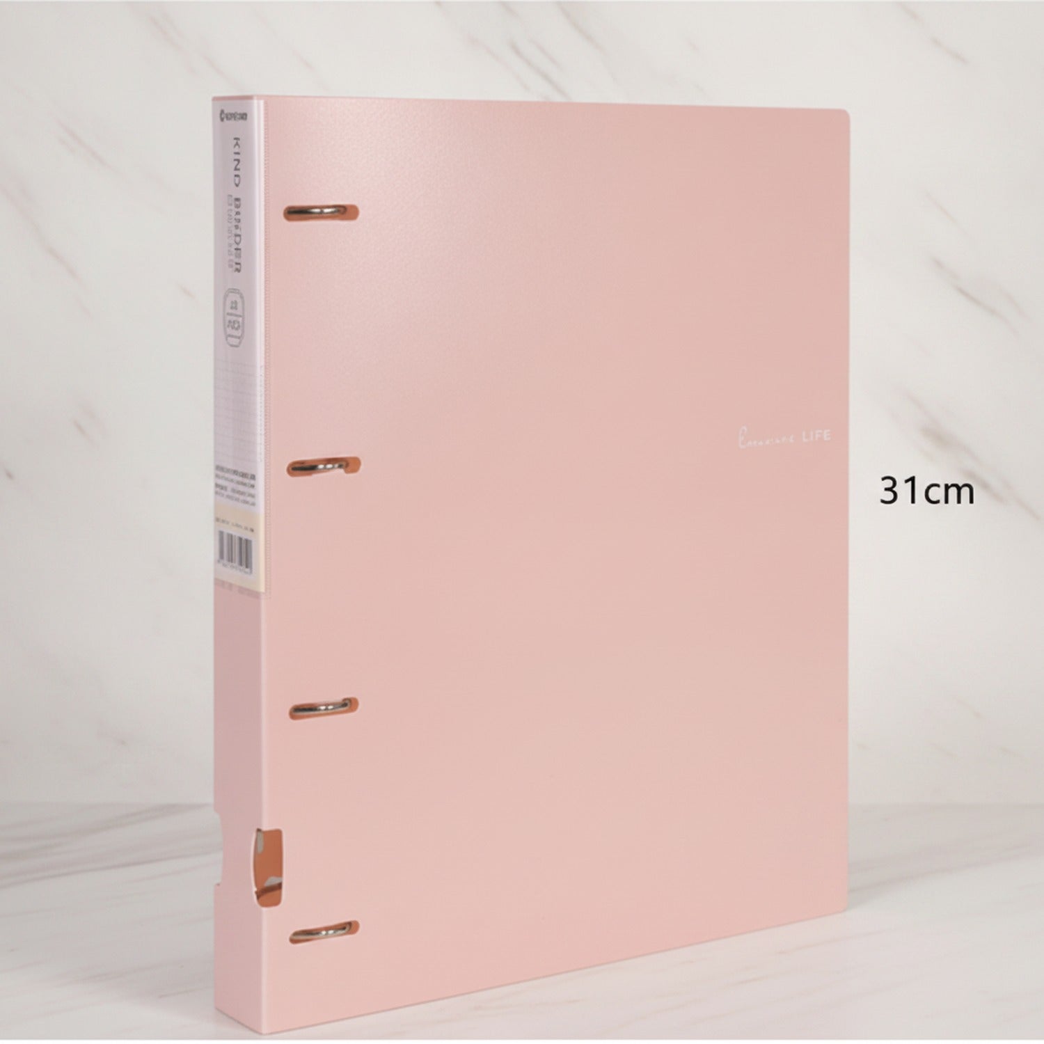 Leather 2-Ring Binder with Rose Clasps - Pink