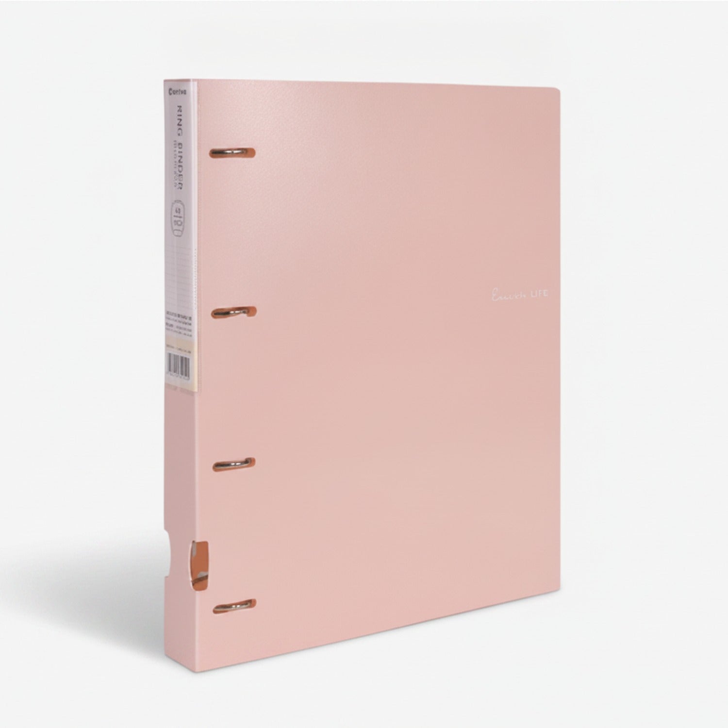 Leather 2-Ring Binder with Rose Clasps - Pink