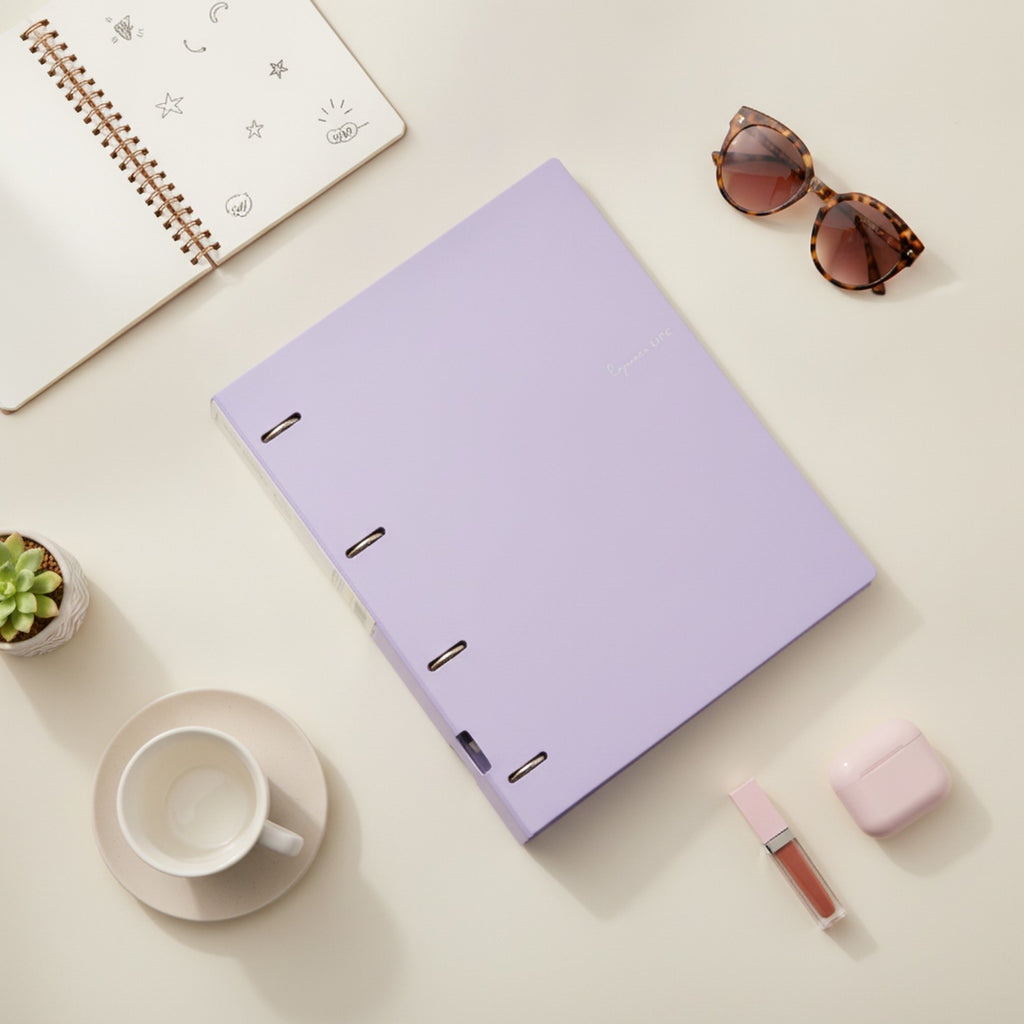 Leather 2-Ring Binder with Rose Clasps - Purple – stationery (view 2)