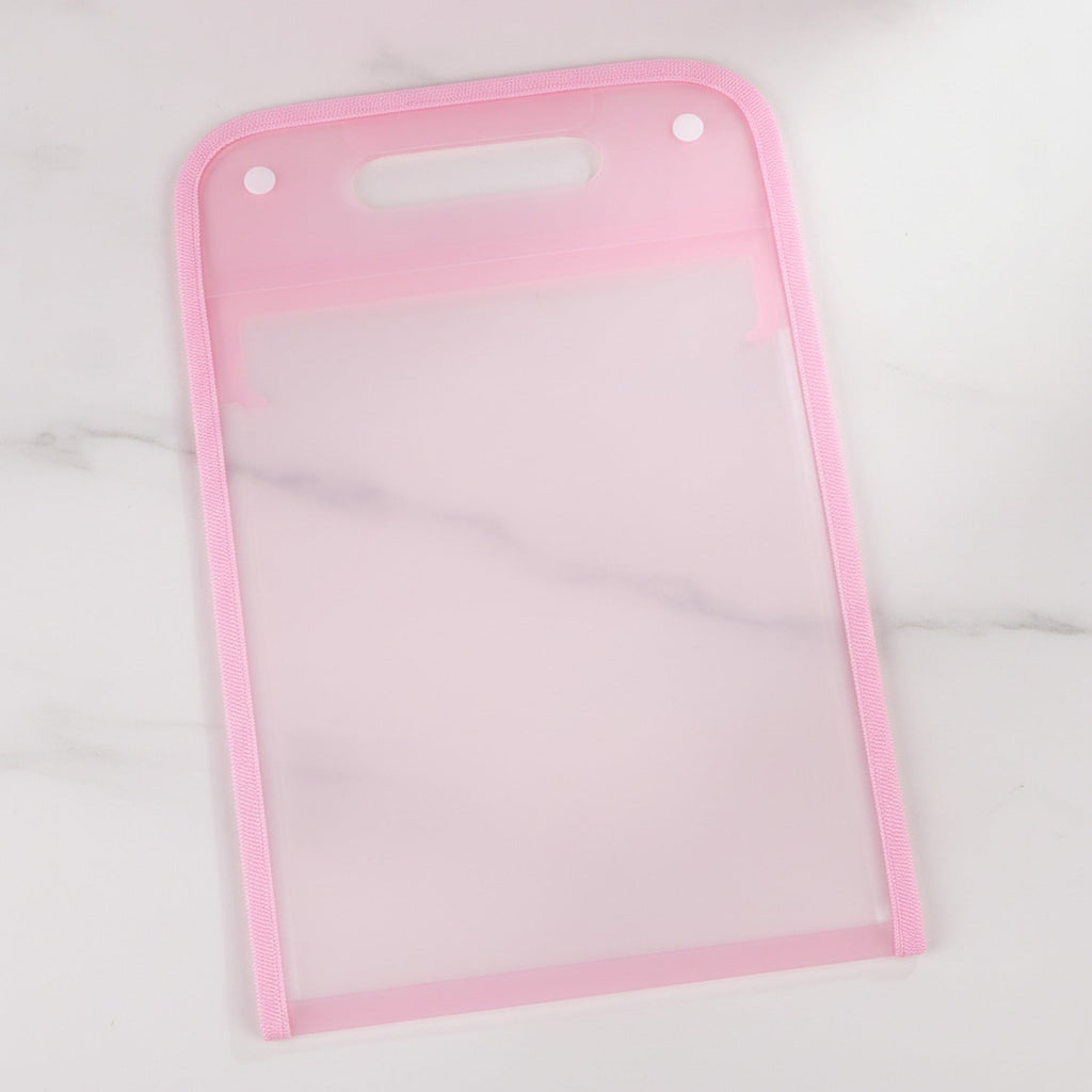Plastic Clipboard With Handle And Storage Pocket - Vertical Accordion Pouch Pink