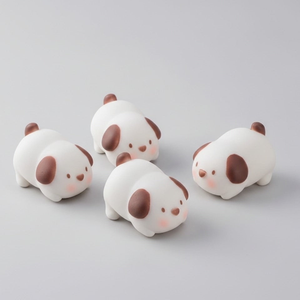 Cute Brown Spot Puppy Figurines Set – novelty & toys (view 1)