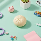 Cream Pleated Bun Squishies Set