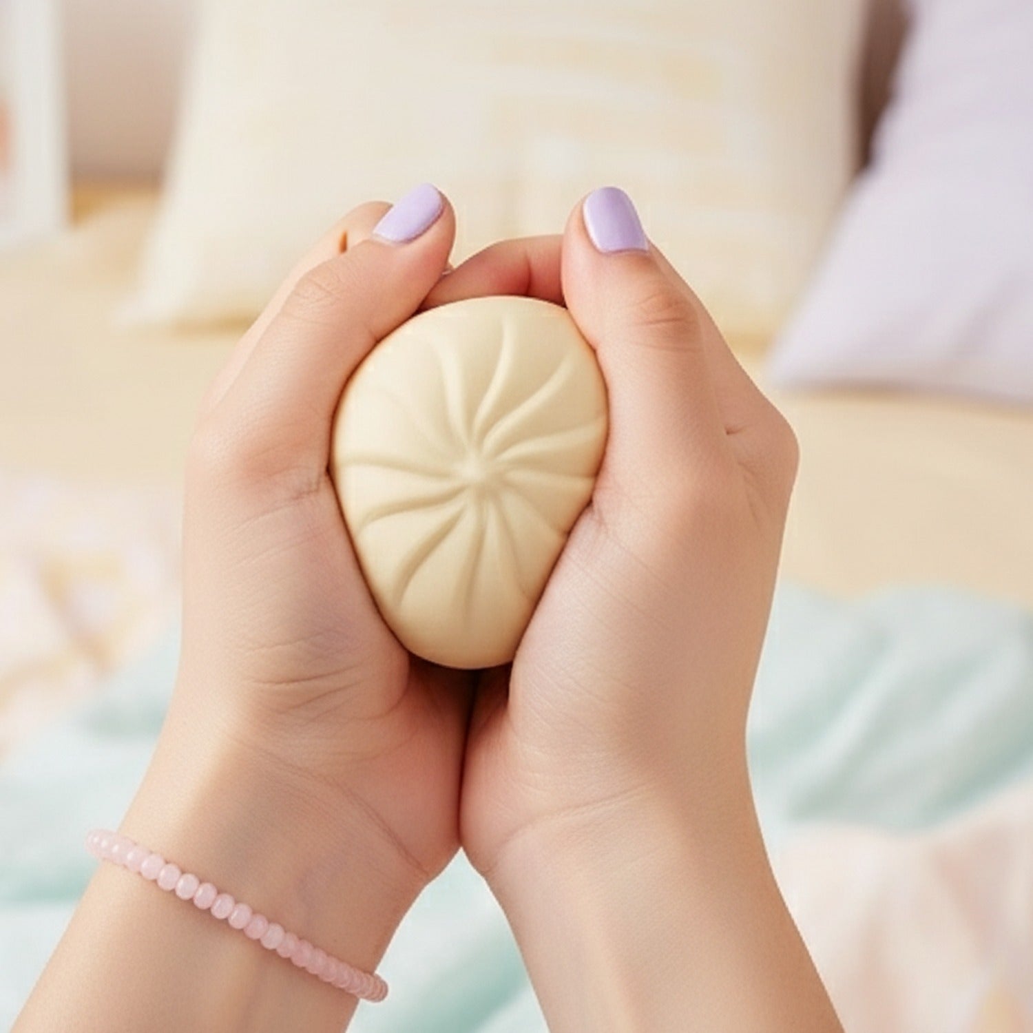 Cream Pleated Bun Squishies Set