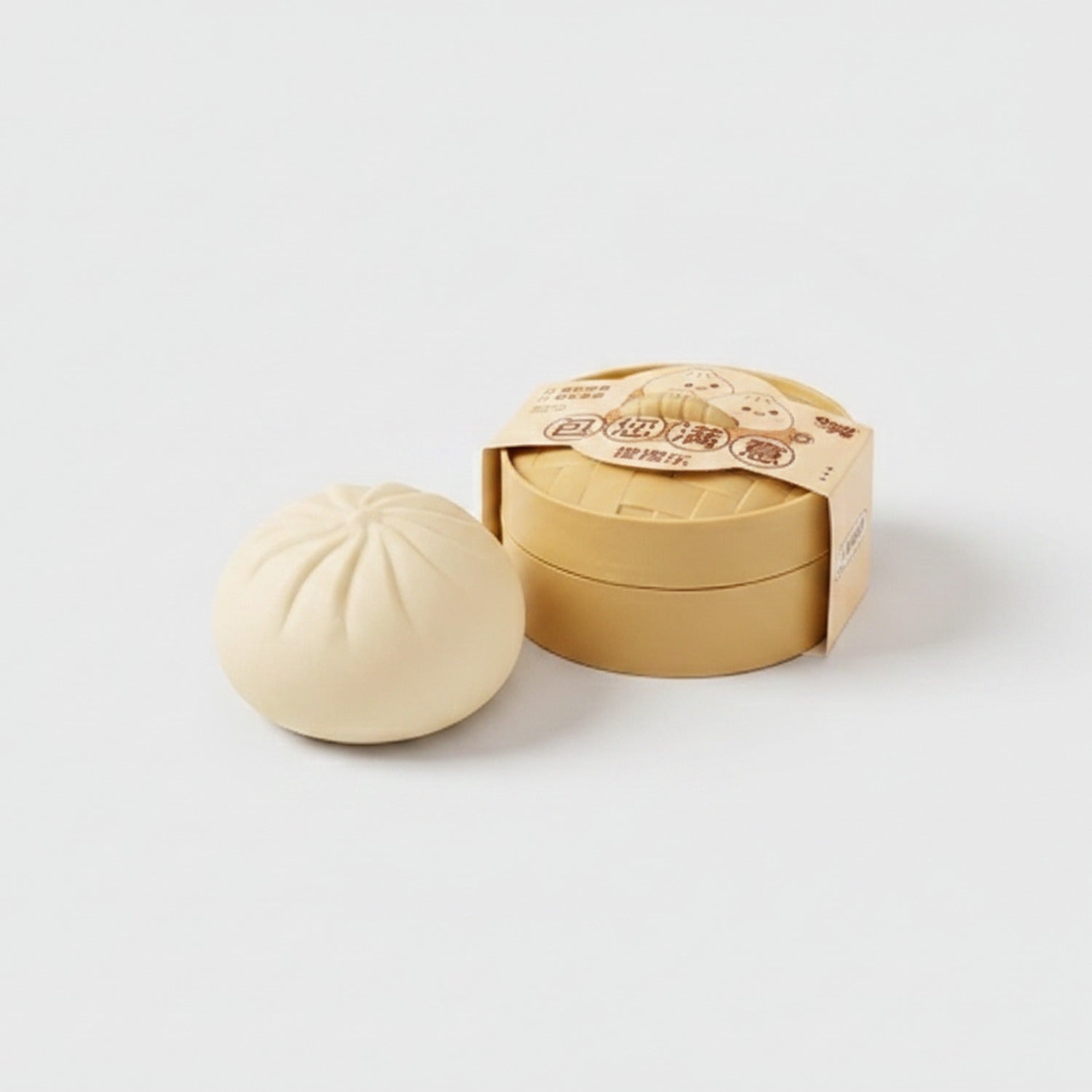 Cream Pleated Bun Squishies Set