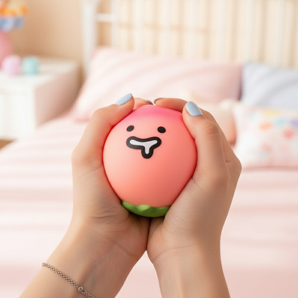 Pink Lychee Squishy With Smiling Face Charm