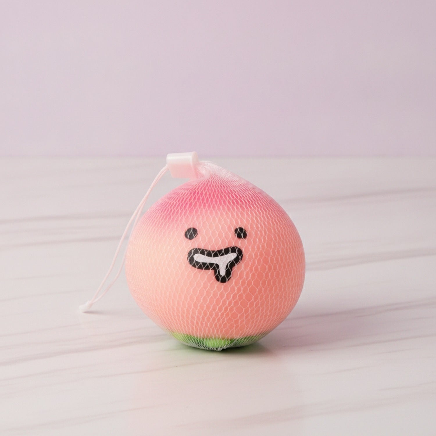 Pink Lychee Squishy With Smiling Face Charm