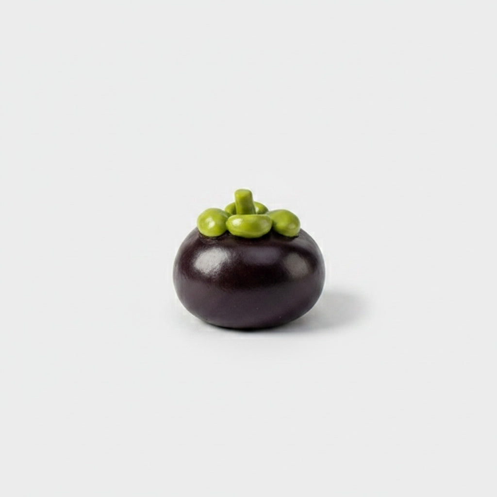 Purple Mangosteen Fruit Squishy With Green Stem