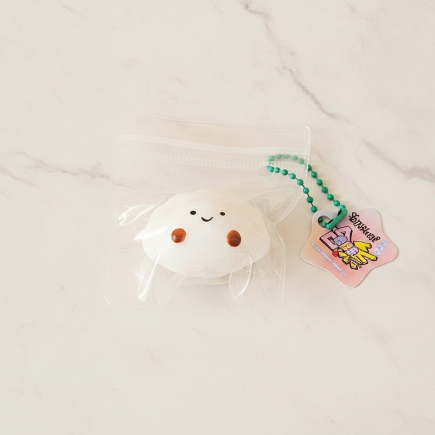 Cute Ghost Squishy With Beaded Chain Charm
