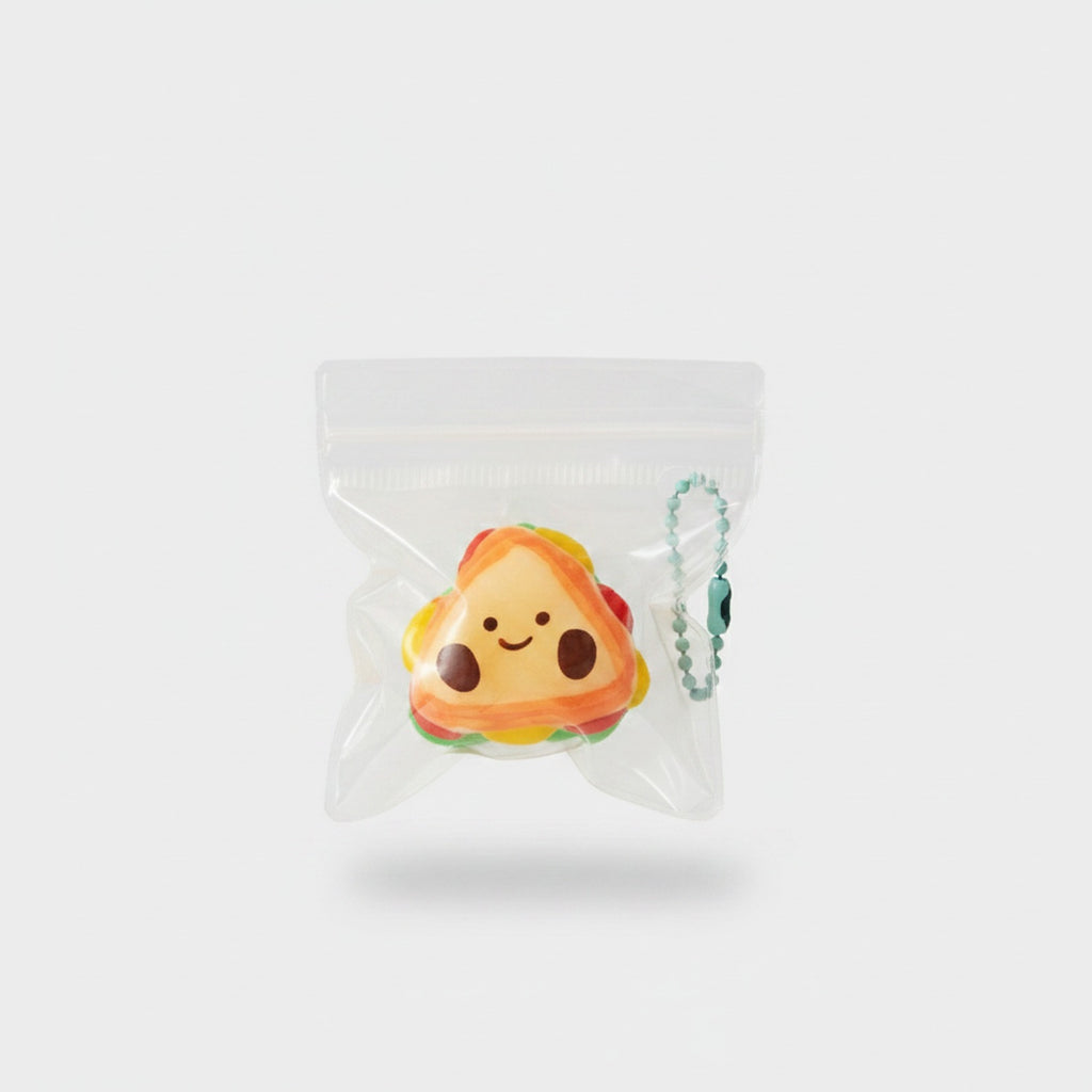 Cute Rainbow Sandwich Squishy Keychain With Beaded Chain