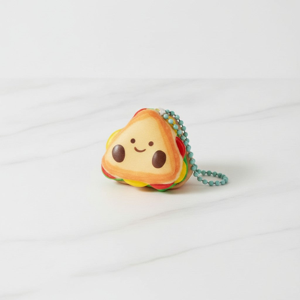 Cute Rainbow Sandwich Squishy Keychain With Beaded Chain