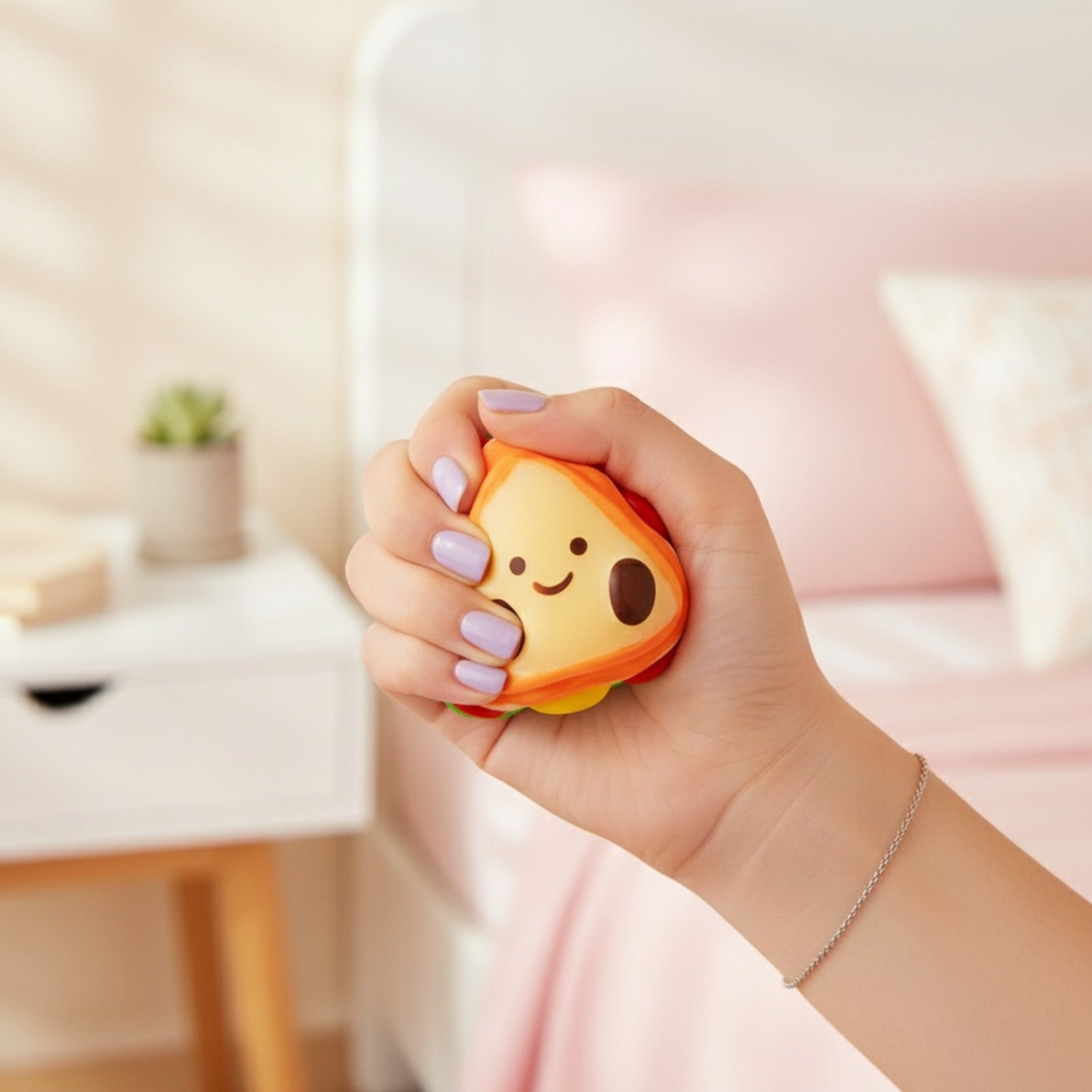 Cute Rainbow Sandwich Squishy Keychain With Beaded Chain – novelty & toys (view 2)