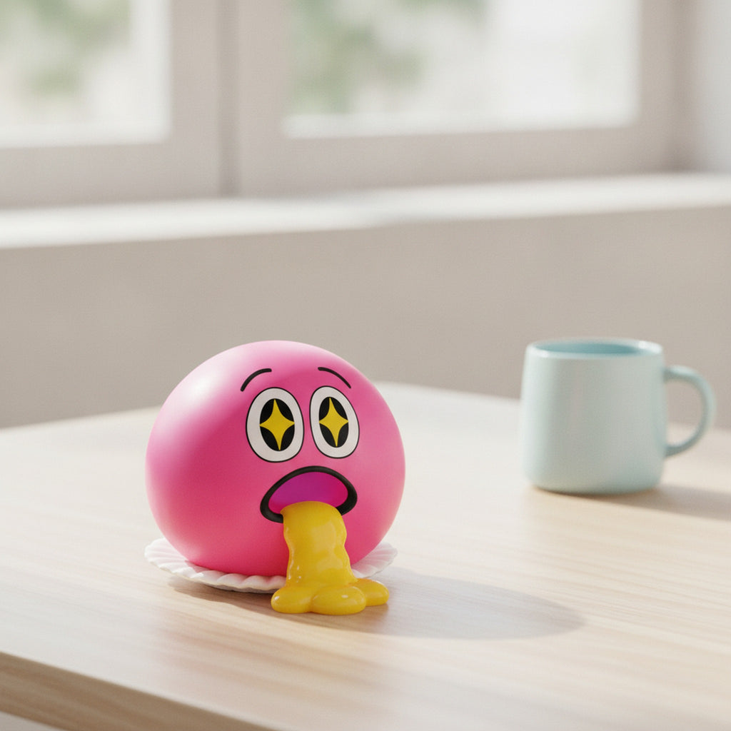 Starry-Eye Emoji Vomit Squeeze Toy - Pink