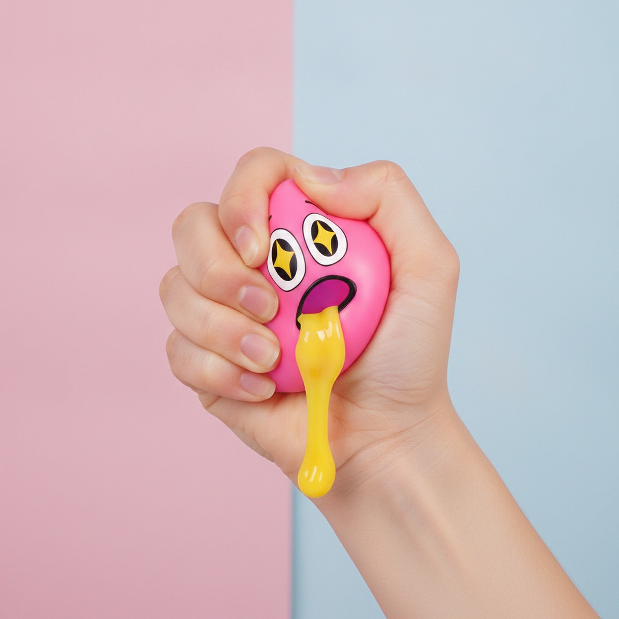 Starry-Eye Emoji Vomit Squeeze Toy - Pink