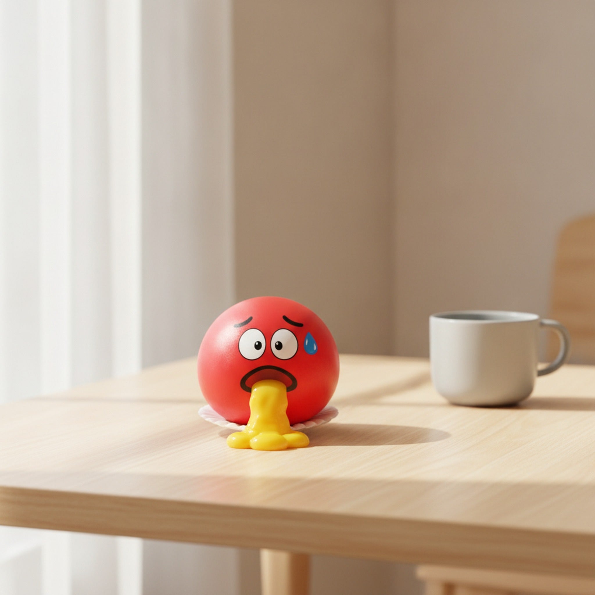 Shocked Emoji Vomit Squeeze Toy - Red