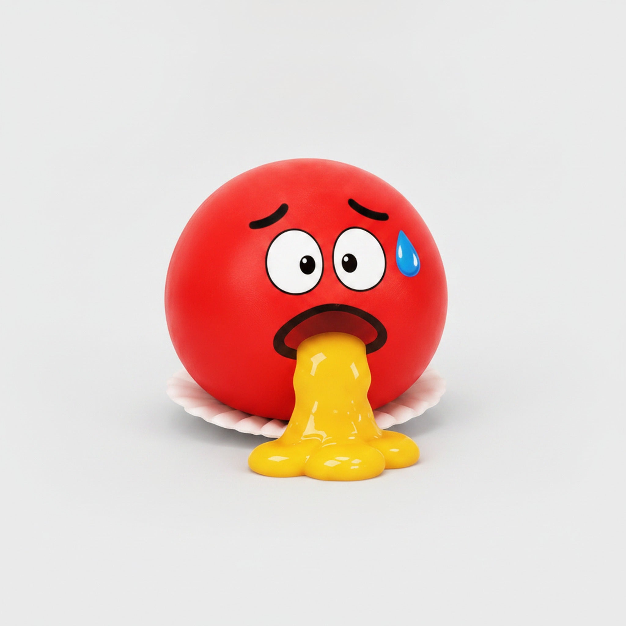Shocked Emoji Vomit Squeeze Toy - Red