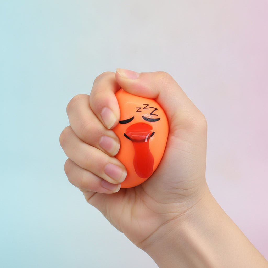 Vomiting Emoji Squeeze Toy - Orange