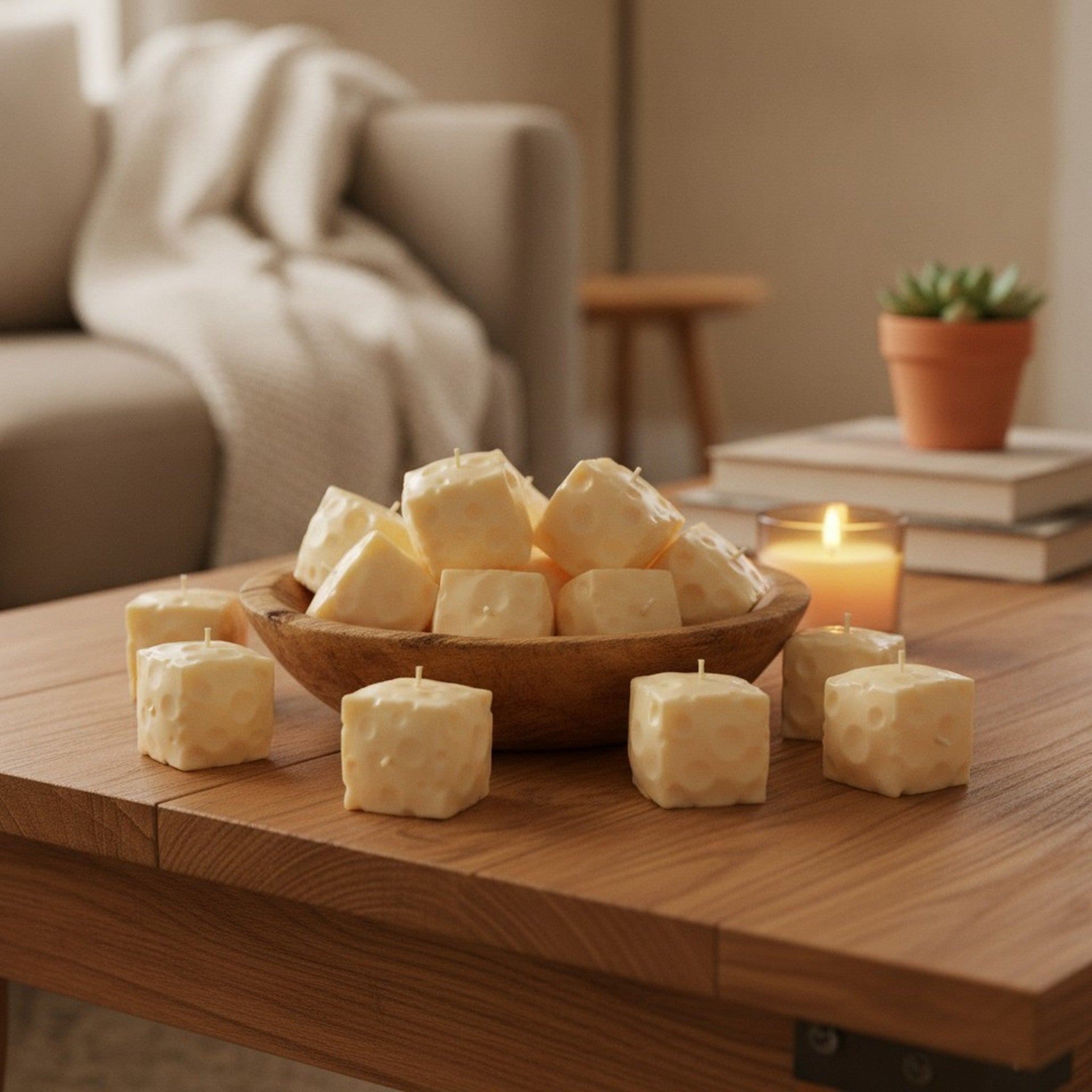 Swiss Cheese Block Shaped Candles – novelty & toys (view 2)