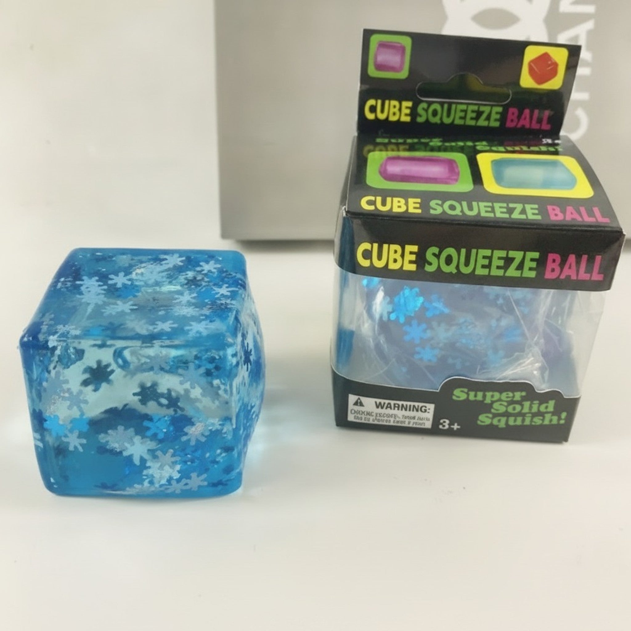 Glitter Snowflake Cube Stress Squeeze Ball – novelty & toys (view 1)