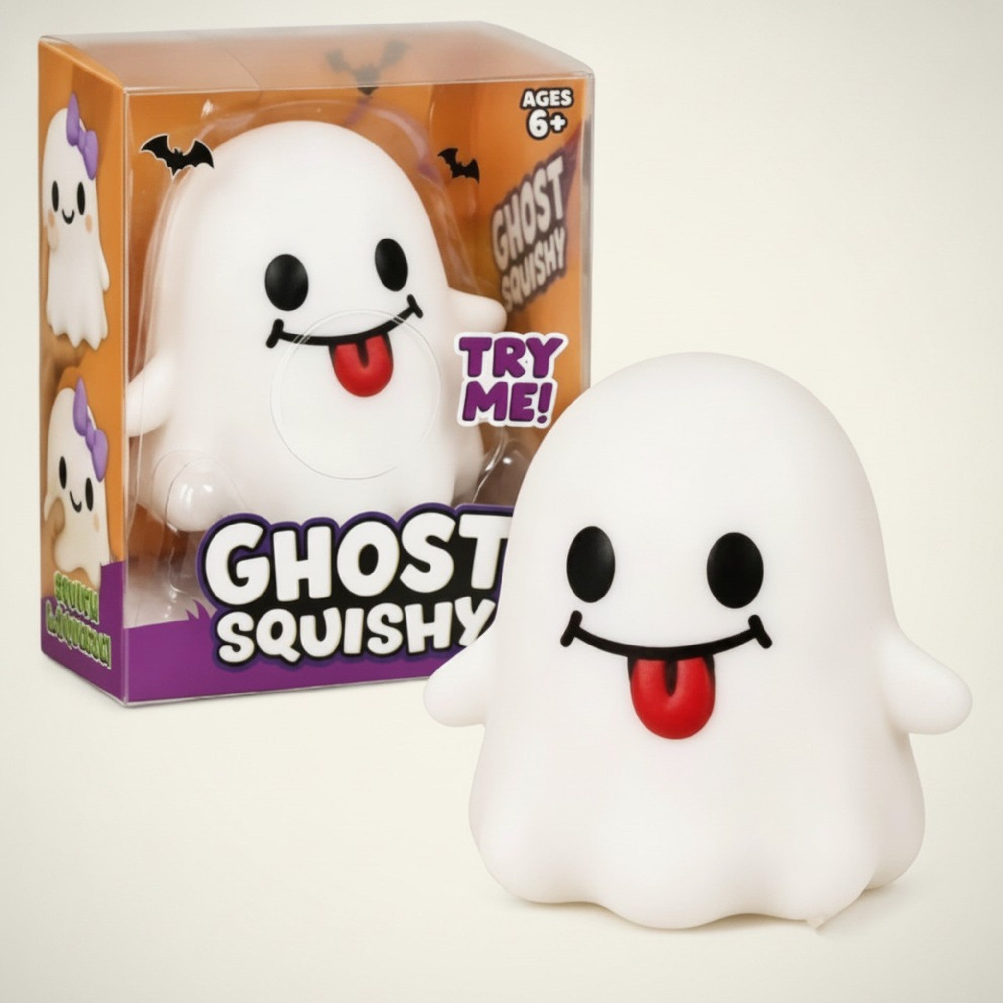 Ghost Squishy with Tongue Out Toy – novelty & toys (view 1)
