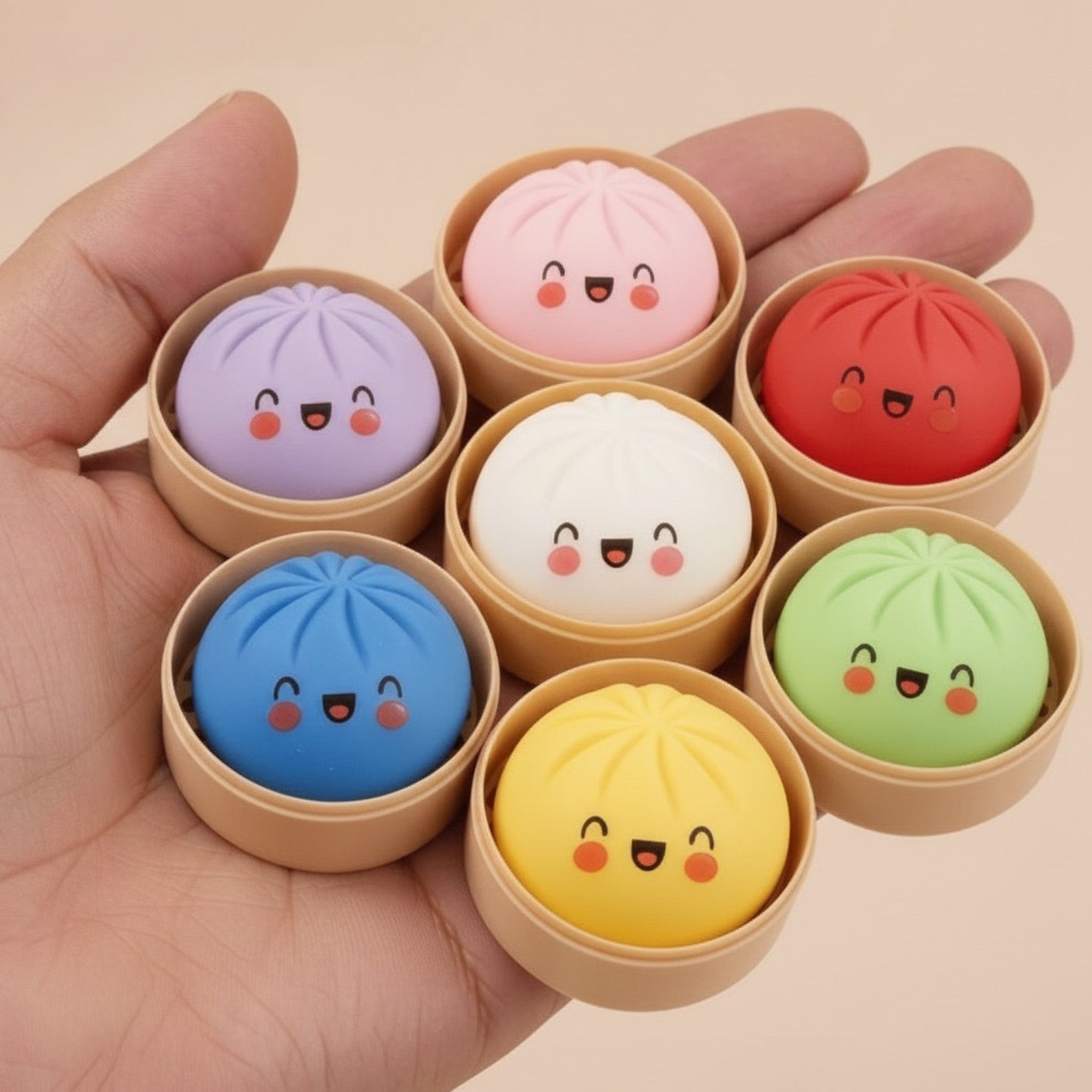 Cute Smiling Baozi Steamed Bun Stress Toys – novelty & toys (view 3)