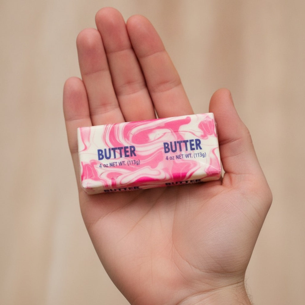Pink And White Swirl Marbled Butter Sticks – novelty & toys (view 3)
