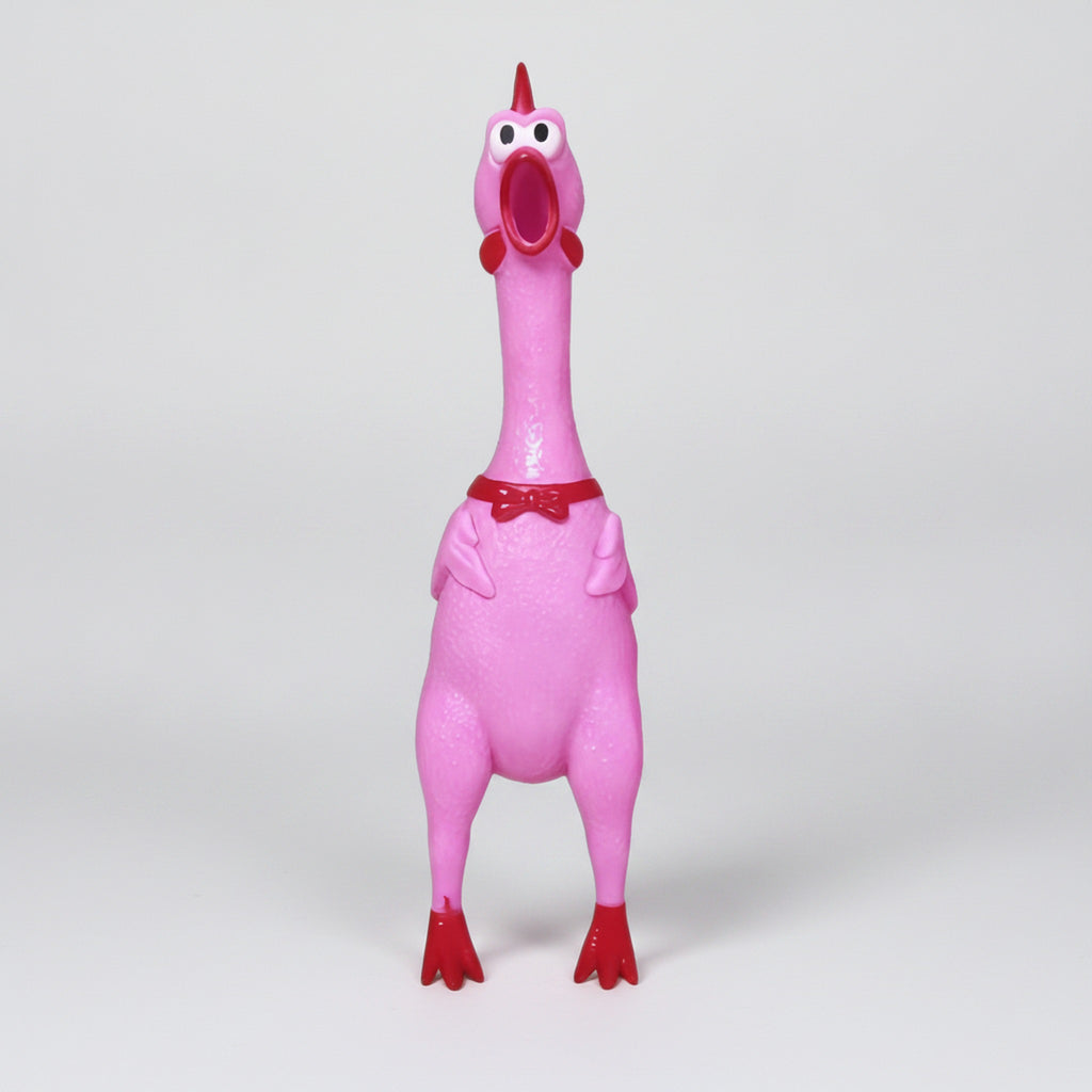 Pink Screaming Chicken PVC Squeeze Toy - Rosered