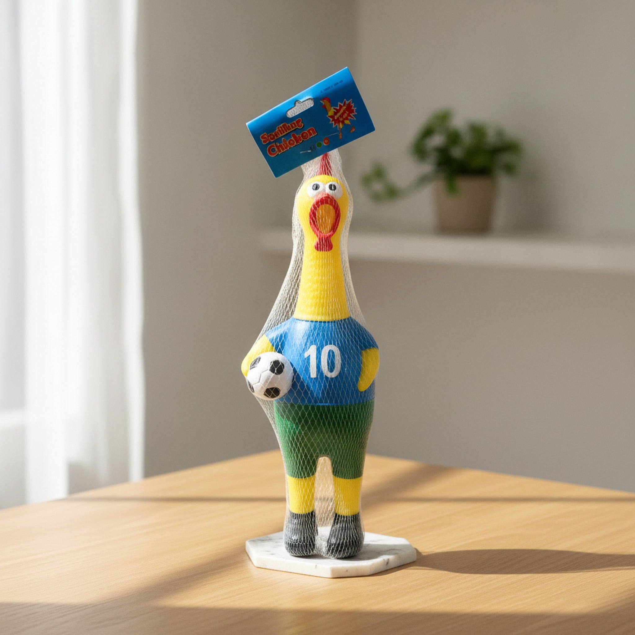 World Cup Soccer Fan Screaming Chicken Squeeze Toy - Blue